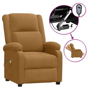 vidaXL Fauteuil &eacute;lectrique de massage Marron Velours
