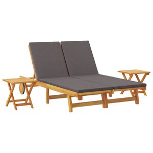 vidaXL Transat avec coussin Gris fonc&eacute; Bois d'Acacia Massif