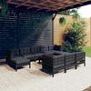 vidaXL Salon de jardin 11 pcs avec coussins Noir Bois de pin solide