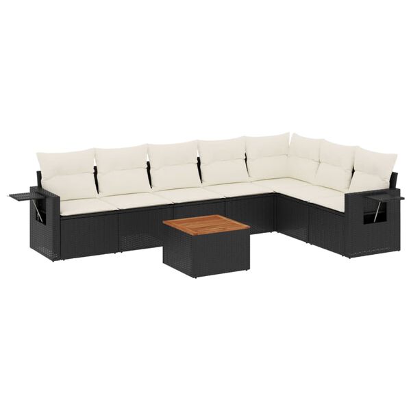 vidaXL Salon de jardin 8 pcs avec coussins noir r&eacute;sine tress&eacute;e