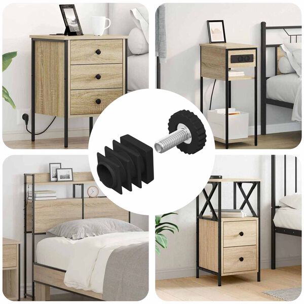 vidaXL Niveleurs de meubles R&eacute;glable 12 pcs Noir M6 PP