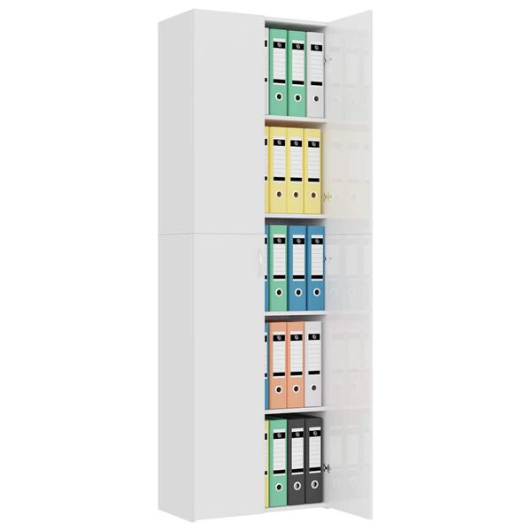 vidaXL Armoire de bureau Blanc brillant 60x32x190 cm Bois d'ingénierie