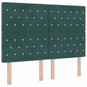 vidaXL Lit &agrave; ressort LED avec matelas Vert fonc&eacute; 140 x 190 cm tissu