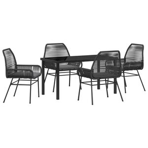 vidaXL Ensemble de salle &agrave; manger pour jardin 5 pcs Noir polyrotin