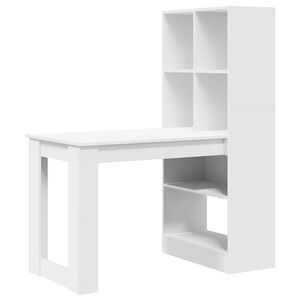 vidaXL Bureau avec &eacute;tag&egrave;re Blanc 122 x 67 x 145 cm Bois d'ing&eacute;nierie