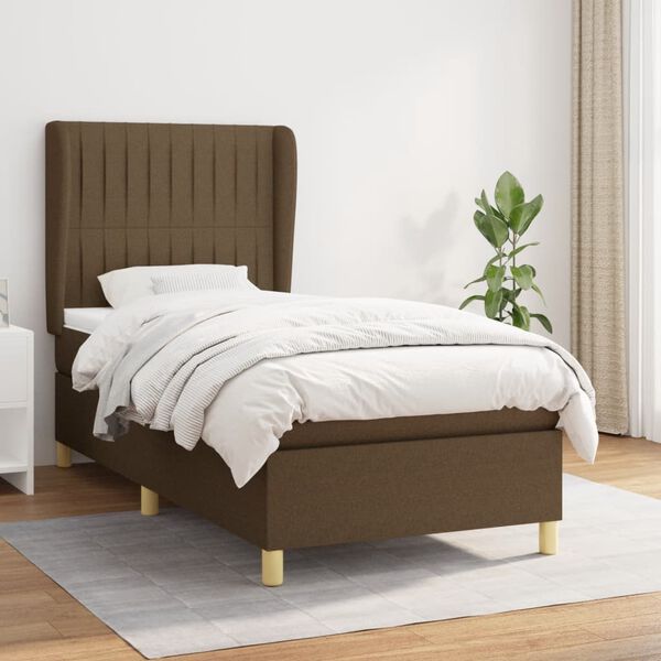 vidaXL Sommier &agrave; lattes de lit avec matelas Marron fonc&eacute; 90x190 cm
