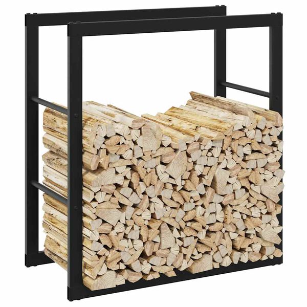 vidaXL Portant de bois de chauffage noir 55x30x61 cm acier