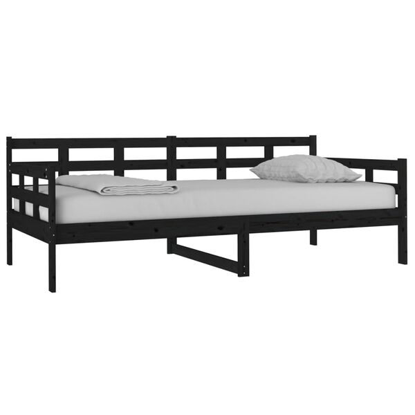 vidaXL Lit de jour sans matelas noir bois de pin massif 90x190 cm