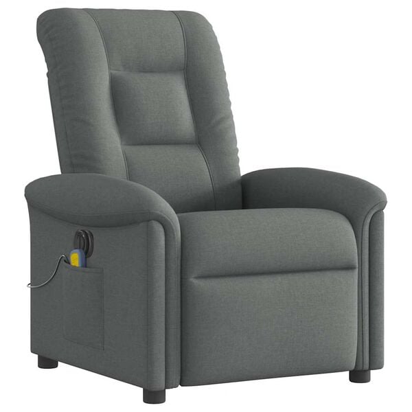 vidaXL Fauteuil inclinable de massage &eacute;lectrique gris fonc&eacute; tissu
