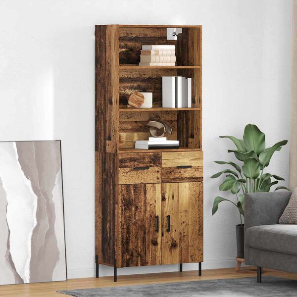 vidaXL Haut Armoire Bois Ancien 69,5 x 32,5 x 180 cm Bois d'ing&eacute;nierie
