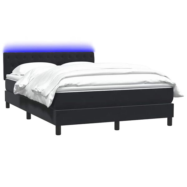 vidaXL Sommier &agrave; lattes de lit avec matelas et LED noir 160x210 cm velours