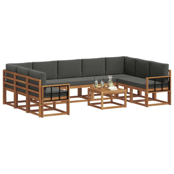 vidaXL Ensemble de canap&eacute;s d'ext&eacute;rieur 10 pcs Naturel et Anthracite