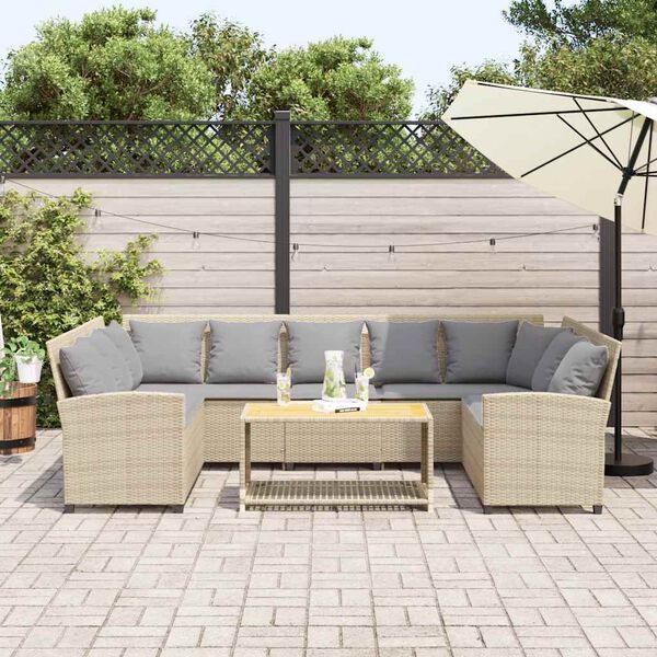 vidaXL Canap&eacute; de jardin avec coussins beige r&eacute;sine tress&eacute;e