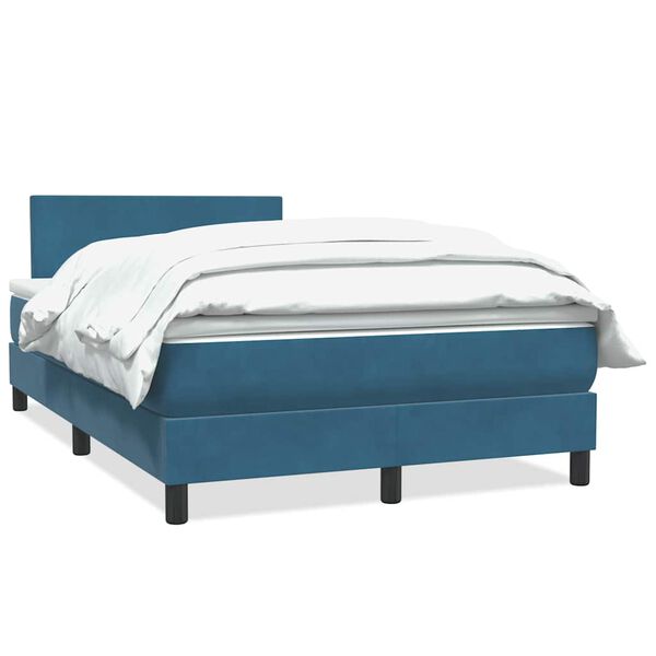 vidaXL Sommier &agrave; lattes de lit et matelas bleu fonc&eacute; 120x210cm velours