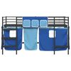 vidaXL Cadre de Lit Mezzanine pour Enfants avec Rideaux Noir et Bleu