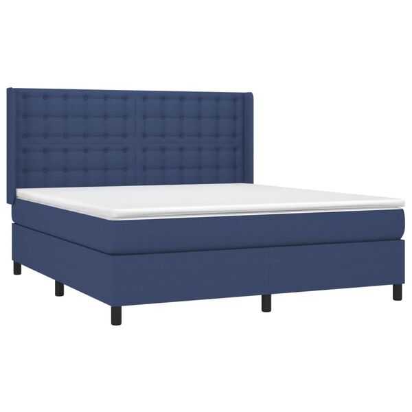 vidaXL Sommier &agrave; lattes de lit avec matelas Bleu 160x200 cm Tissu