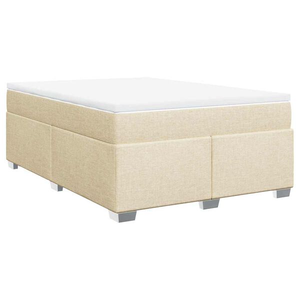 vidaXL Sommier &agrave; lattes de lit avec matelas Cr&egrave;me 140x190 cm Tissu