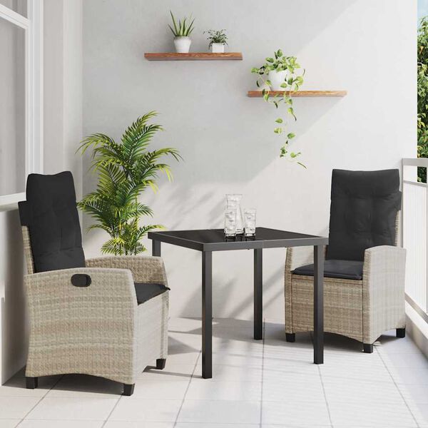 vidaXL Ensemble de salle &agrave; manger pour jardin 3 pcs Gris clair