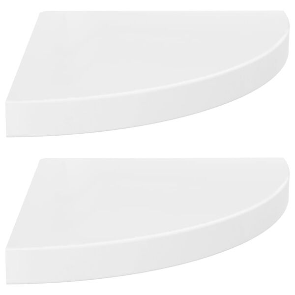 vidaXL Étagères d'angle flottantes 2pcs blanc brillant 35x35x3,8cm MDF