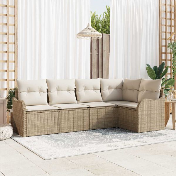 vidaXL Ensemble de canap&eacute; de jardin Beige polyrotin