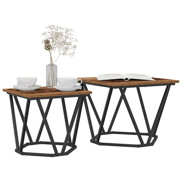vidaXL Ensemble de tables d'appoint 2 pcs bois recycl&eacute;