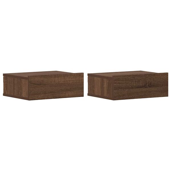 vidaXL Tables de chevet flottantes 2 pcs Ch&ecirc;ne marron 40x30x15 cm