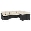 vidaXL Salon de jardin 10 pcs avec coussins noir r&eacute;sine tress&eacute;e