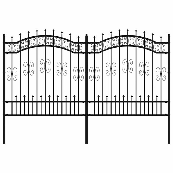 vidaXL Cl&ocirc;ture de jardin Kampen avec pointe en forme de lance, acier noir 240&nbsp;x&nbsp;125&nbsp;cm