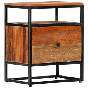 vidaXL Table de chevet 40 x 30 x 50 cm Bois de r&eacute;cup&eacute;ration et acier