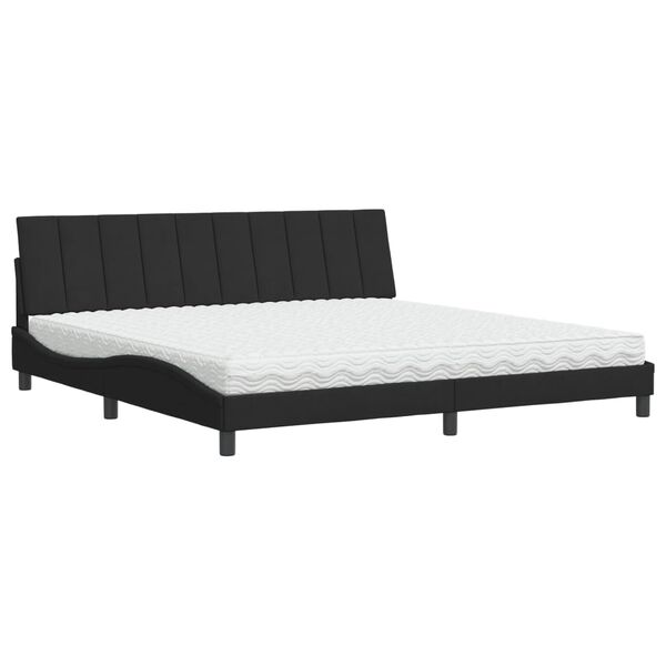vidaXL Lit avec matelas Hanko noir 200x200 cm velours