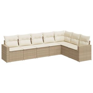 vidaXL Salon de jardin avec coussins 7 pcs beige r&eacute;sine tress&eacute;e