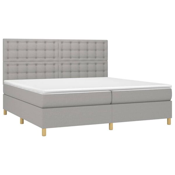 vidaXL Sommier &agrave; lattes de lit avec matelas Gris clair 200x200cm Tissu