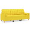 vidaXL Canap&eacute; 3 places avec oreillers jaune clair 180 cm tissu