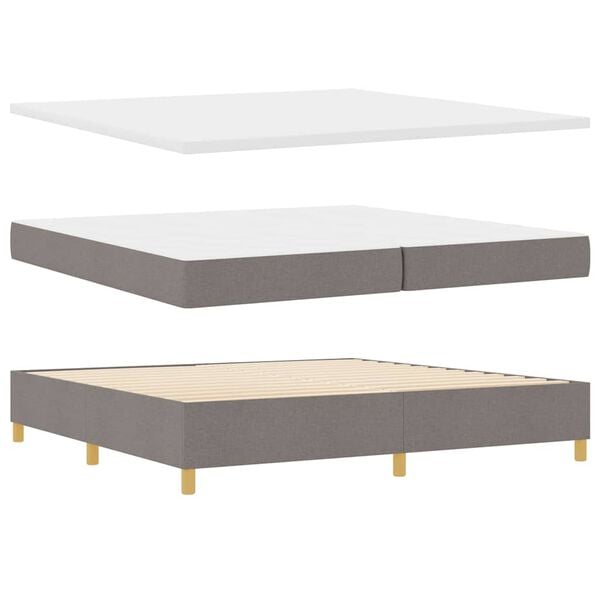 vidaXL Lit &agrave; ressorts avec matelas Taupe 200 x 200 cm tissu