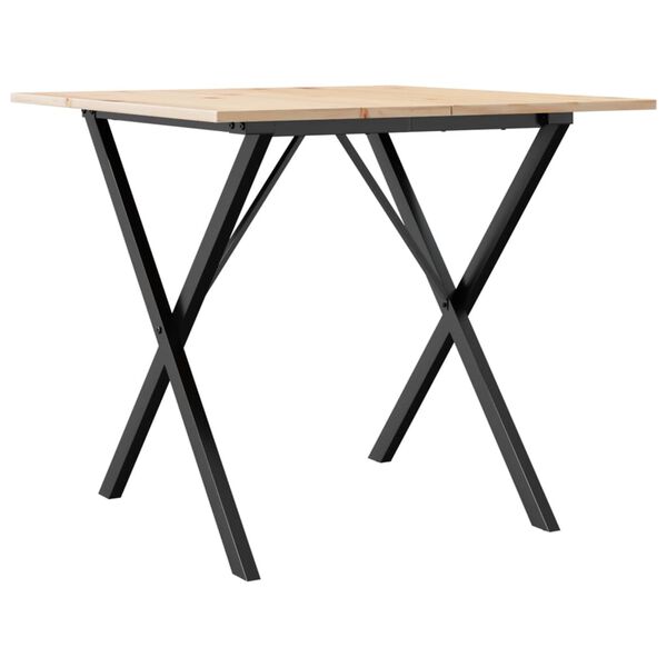 vidaXL Table &agrave; manger cadre en X 90x90x75 cm bois de pin massif acier