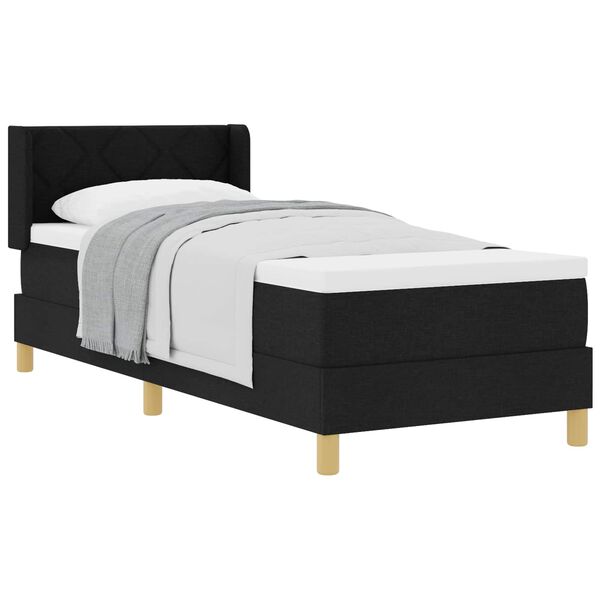 vidaXL Lit &agrave; ressorts avec matelas Noir 200 x 80 cm Polyester