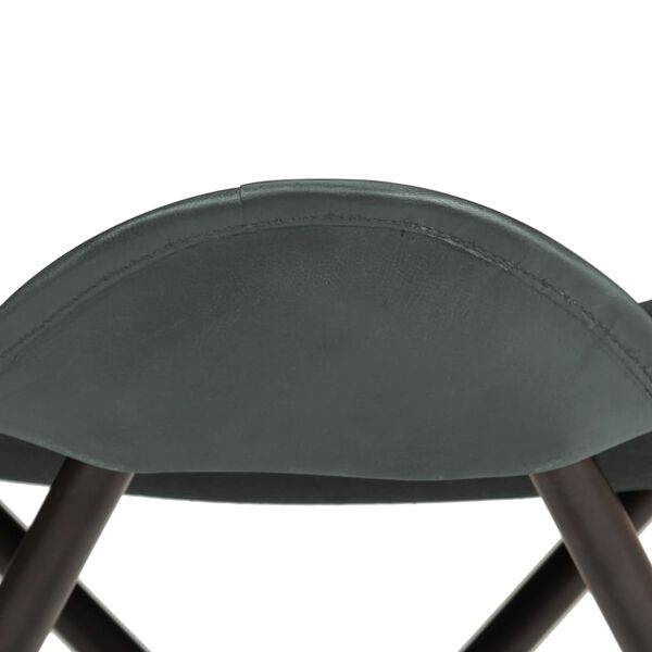 vidaXL Tabouret papillon Gris Cuir v&eacute;ritable