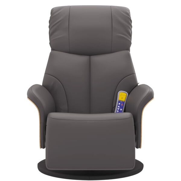 vidaXL Fauteuil inclinable de massage repose-pieds gris similicuir