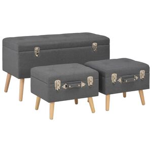 vidaXL Tabourets de rangement lot de 3 Gris fonc&eacute; Tissu