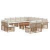 vidaXL Ensemble de canap&eacute; de jardin 14 pc Blanc Naturel et Cr&egrave;me