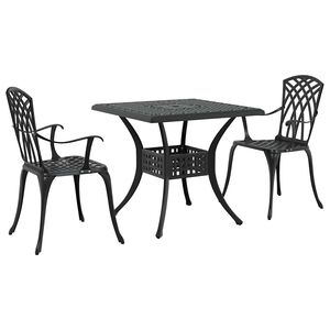 vidaXL Ensemble de tables de jardin 3 pcs Noir Aluminium coul&eacute;