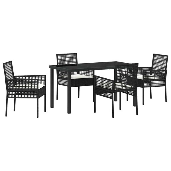 vidaXL Ensemble de salle &agrave; manger pour jardin 5 pcs Noir polyrotin