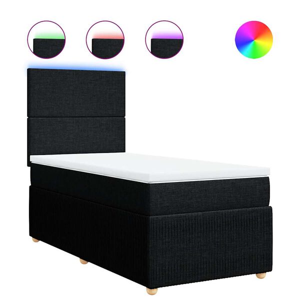 vidaXL Sommier &agrave; lattes de lit avec matelas Noir 90x190 cm Tissu