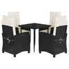 vidaXL Ensemble &agrave; manger de jardin coussins 5pcs Noir R&eacute;sine tress&eacute;e