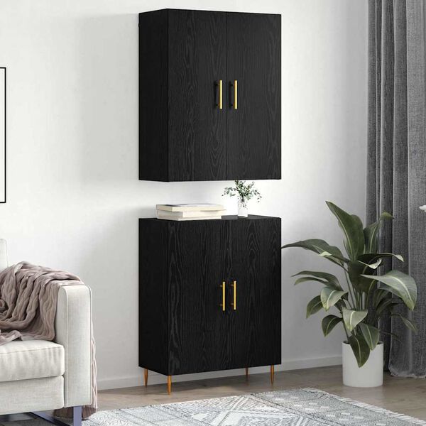 vidaXL Haut Armoire Ch&ecirc;ne noir 69,5 x 34 x 180 cm Bois d'ing&eacute;nierie