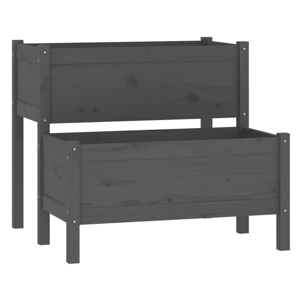 vidaXL Jardinière Gris 84,5x84x75 cm Bois massif de pin