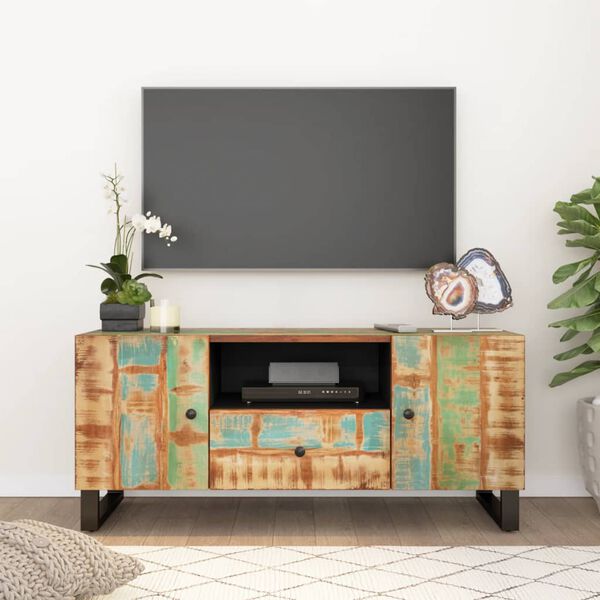 vidaXL Meuble TV 105x33,5x46 cm bois de r&eacute;cup&eacute;ration et d'ing&eacute;nierie
