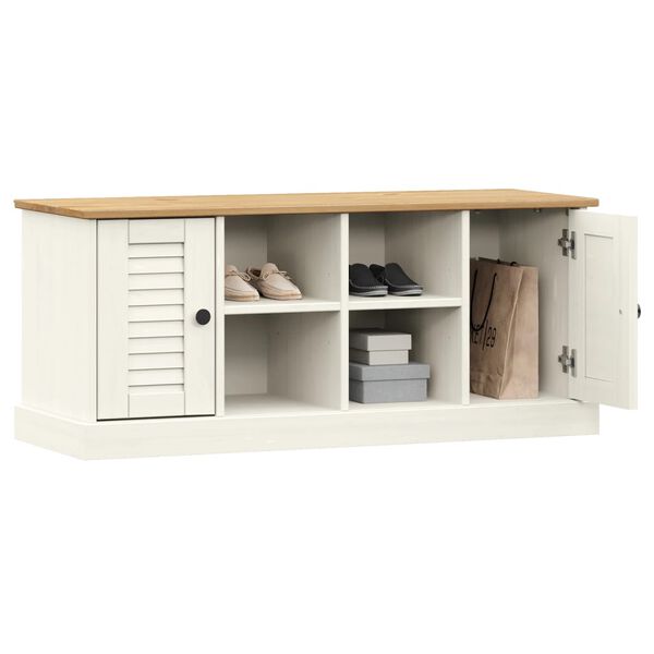 vidaXL Banc &agrave; chaussures VIGO blanc 106x35x45 cm bois massif de pin