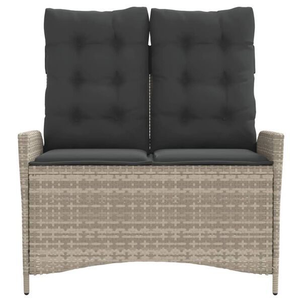 vidaXL Banc inclinable de jardin et coussins gris clair résine tressée