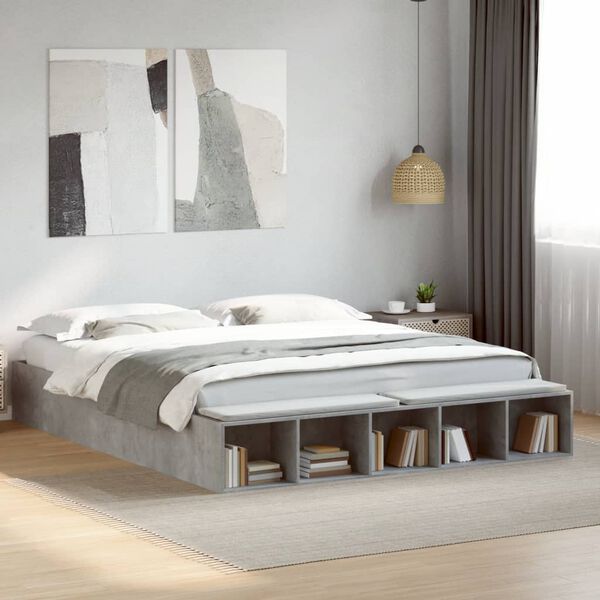 vidaXL Cadre de lit sans matelas gris b&eacute;ton 180x200 cm